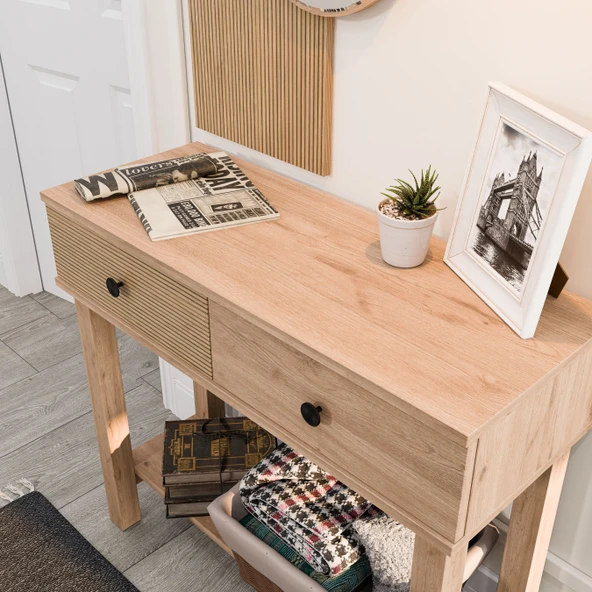 6014 GARDA MDF PROFİL AYAKLI 2 ÇEKMECELİ AYNALI DRESUAR SEPET YUNUS - 5