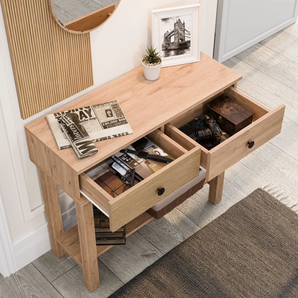 6014 GARDA MDF PROFİL AYAKLI 2 ÇEKMECELİ AYNALI DRESUAR SEPET YUNUS - 7