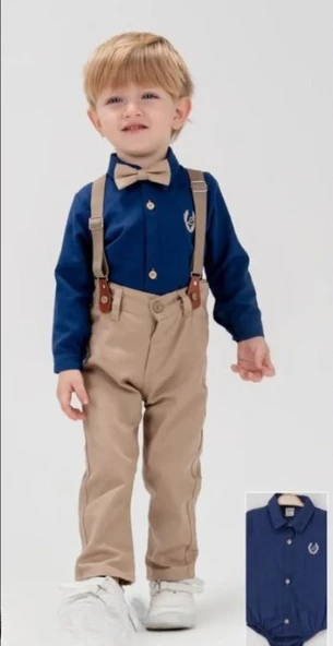 Togi Kids Çocuk Mavi Gömlekli Askılı Set