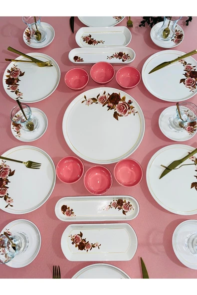 QUEEN  Pink Rose Model 6 Kişilik 23 Parça Kahvaltı Takımı - 3