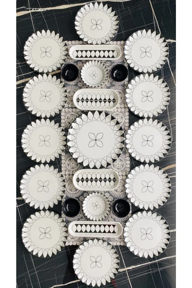 QUEEN  Black Ellipse Model 12 Kişilik 23 Parça Kahvaltı Takımı - 2