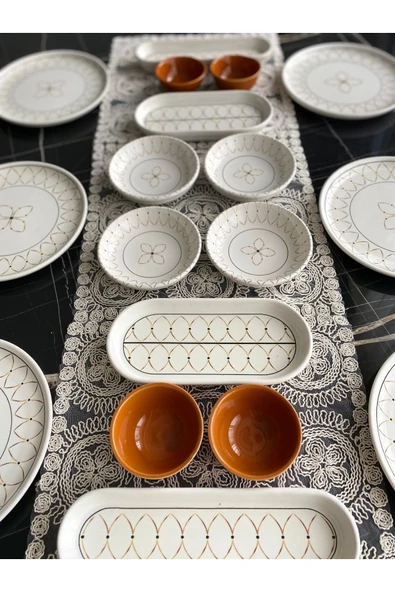 QUEEN  Gold Ellipse 6 Kişilik 18 Parça Kahvaltı Takımı - 2