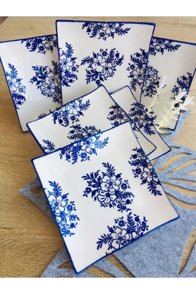 Yasemin Model 6 Adet Kare Pasta Tabak - 2