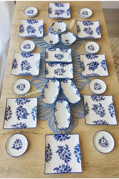 QUEEN  Jasmine Pattern 8 Kişilik 24 Parça Tea Plate Kahvaltı Takımı - 2