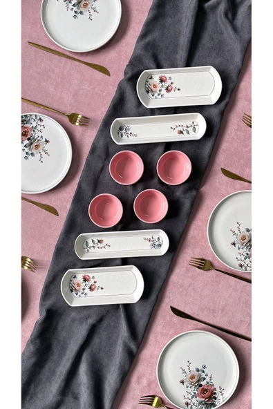 QUEEN  Garden Model 6 Kişilik 14 Parça Kahvaltı Takımı - 2