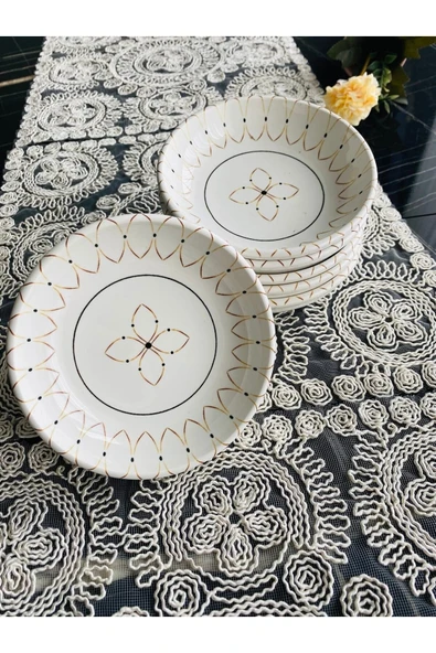 QUEEN Gold Elips Model 6’Lı Yuvarlak Kase Reçellik Çerezlik - 2