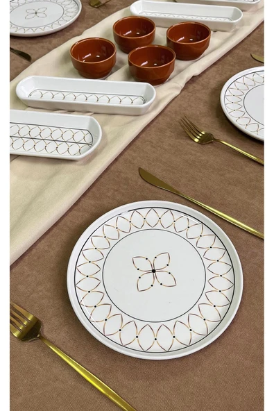 QUEEN  Gold Elips Model 6 kişilik 14 Parça Kahvaltı Takımı - 3