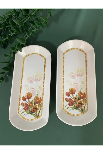 QUEEN  Vintage Lale 2 Adet Oval Kahvaltı Tabağı - 3