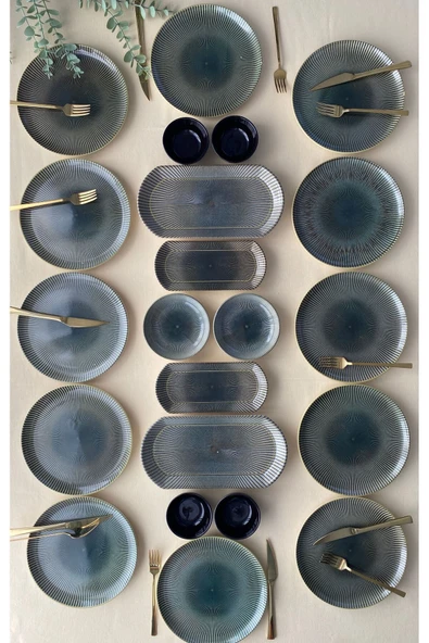 QUEEN  Green Gold 12 Kişilik 22 Parça Kahvaltı Takımı