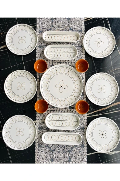 QUEEN  Gold Elips 6 Kişilik 15 Parça Kahvaltı Takımı - 2