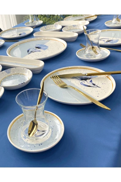 QUEEN  Gelincik Model 6 Kişilik 21 Parça Çay Tabaklı Kahvaltı Takımı - 2