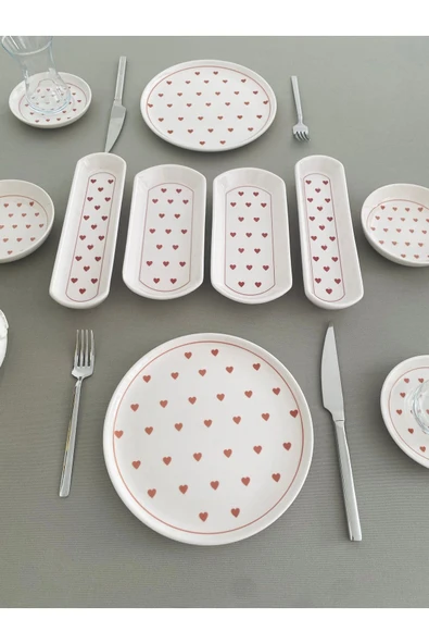Love 2 Kişilik 10 Parça Red Heart Model Kahvaltı Takımı - 2
