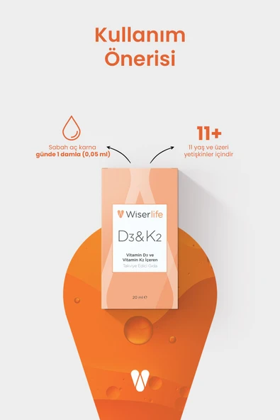 Wiserlife D3&K2 Vitamin D3 ve Vitamin K2 İçeren Takviye Edici Gıda 20 ml 2 ADET - Resim 3