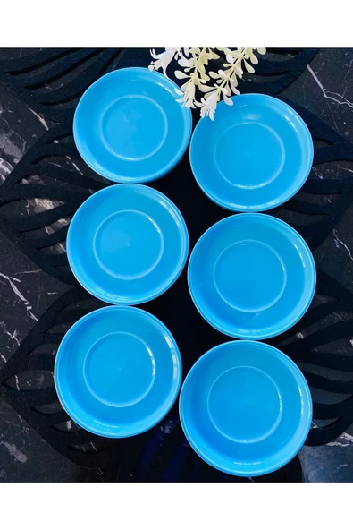 QUEEN  6 Adet Turkuaz Çay Tabağı