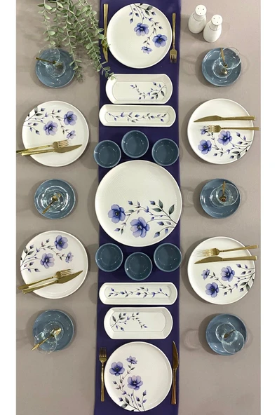 QUEEN  Mor Menekşe 6 Kişilik 29 Parça Kahvaltı Takımı - 2