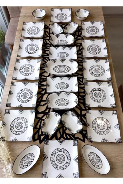 QUEEN  Kilim Pattern 12 Kişilik 25 Parça Kahvaltı Takımı