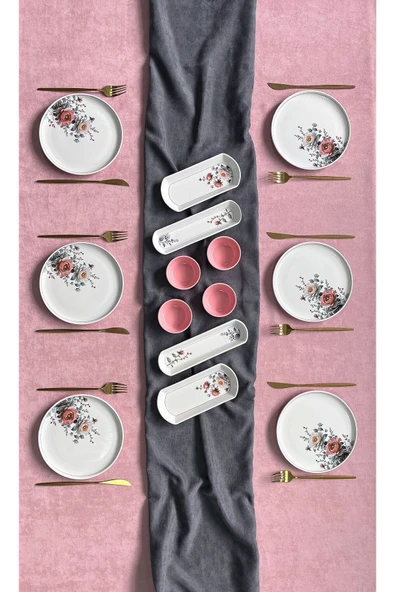 QUEEN  Garden Model 6 Kişilik 14 Parça Kahvaltı Takımı