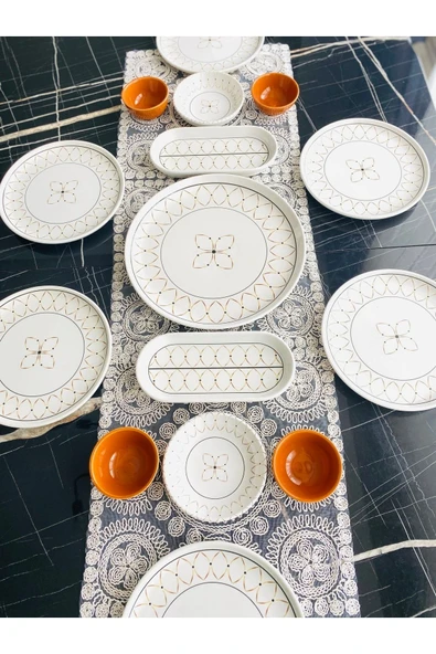 QUEEN  Gold Elips 6 Kişilik 15 Parça Kahvaltı Takımı - 2