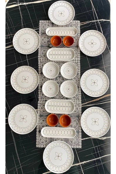 QUEEN  Gold Ellipse 8 Kişilik 20 Parça Kahvaltı Takımı - 3