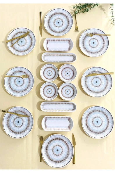 QUEEN  Blue Eyes 8 Kişilik 16 Parça Kahvaltı Takımı