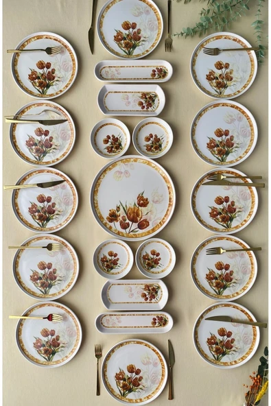 QUEEN  Vintage Model 12 Kişilik 21 Parça Kahvaltı Takımı - 2