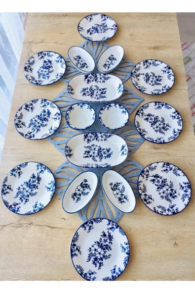 QUEEN  Jasmine Pattern 8 Kişilik 16 Parça Kahvaltı Takımı