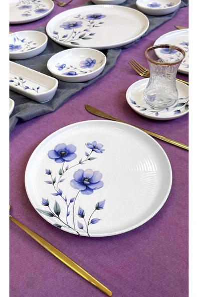 QUEEN  Purple Violet 6 Kişilik 21 Parça Kahvaltı Takımı - Resim 3