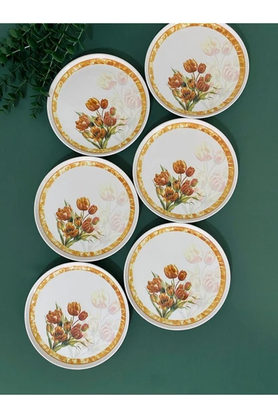 QUEEN  Vintage Lale 6 Adet Servis/Pasta Tabağı