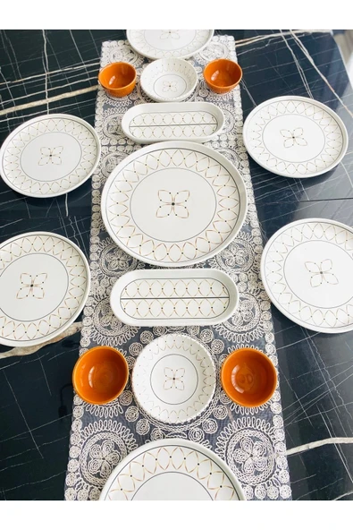 QUEEN  Gold Ellipse 6 Kişilik 15 Parça Kahvaltı Takımı - 2