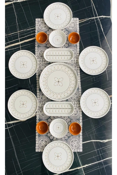 QUEEN  Gold Elips 6 Kişilik 15 Parça Kahvaltı Takımı - 3