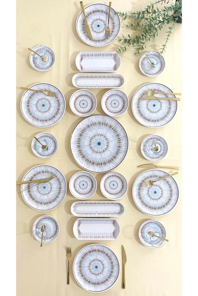 QUEEN  Blue Eyes 6 Kişilik 21 Parça Kahvaltı Takımı