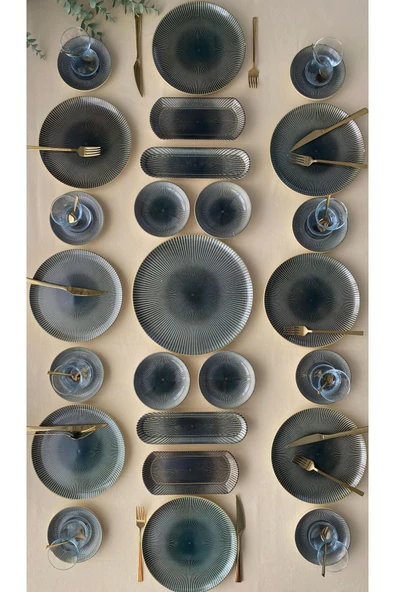 QUEEN  Green Gold 8 Kişilik 25 Parça Tea Plate Kahvaltı Takımı