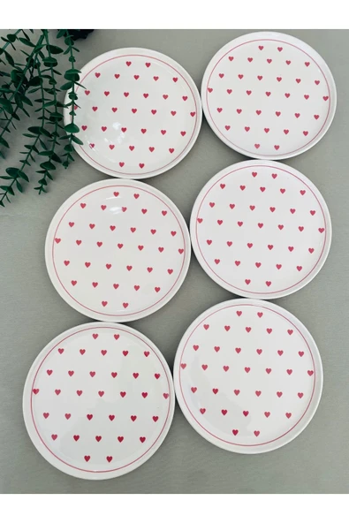 Love 6 Adet Kırmızı Kalp 20 Cm Pasta/servis Tabağı - 2