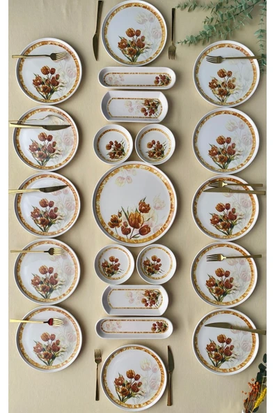 QUEEN  Vintage Model 12 Kişilik 21 Parça Kahvaltı Takımı