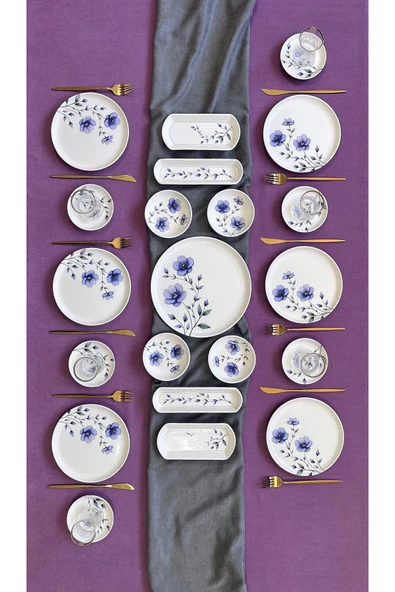 QUEEN  Purple Violet 6 Kişilik 21 Parça Kahvaltı Takımı ürün görseli 1