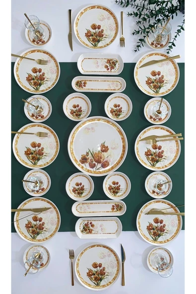 QUEEN  Vintage Tulip 8 Kişilik 25 Parça Kahvaltı Takımı - 3