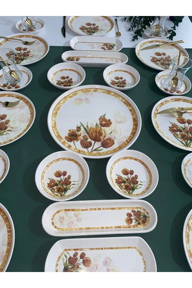 QUEEN  Vintage Tulip 8 Kişilik 25 Parça Kahvaltı Takımı - 2