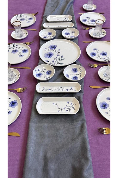 QUEEN  Purple Violet 6 Kişilik 21 Parça Kahvaltı Takımı - Resim 4