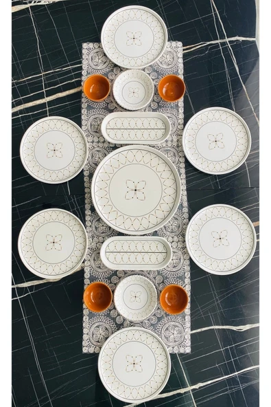 QUEEN  Gold Ellipse 6 Kişilik 15 Parça Kahvaltı Takımı - 3