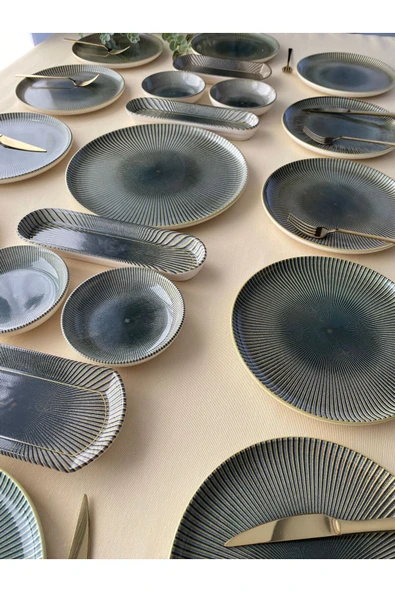 QUEEN  Green Gold 12 Kişilik 21 Parça Kahvaltı Takımı - 4