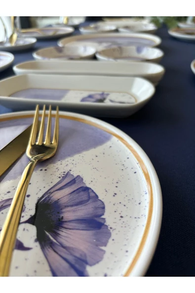 Poppy Model 6 Kişilik 21 Parça Tea Plate Kahvaltı Takımı (Purple) - 3