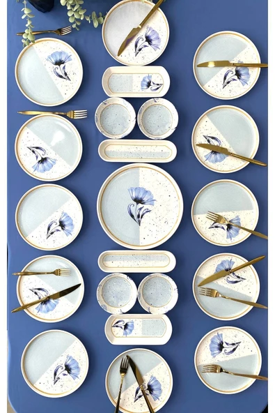 QUEEN  BLUE BRIDE 12 Kişilik 21 Parça Kahvaltı Takımı ürün görseli 1