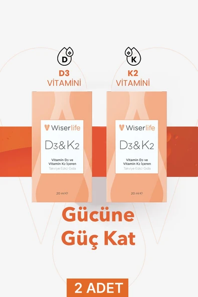 Wiserlife D3&K2 Vitamin D3 ve Vitamin K2 İçeren Takviye Edici Gıda 20 ml 2 ADET