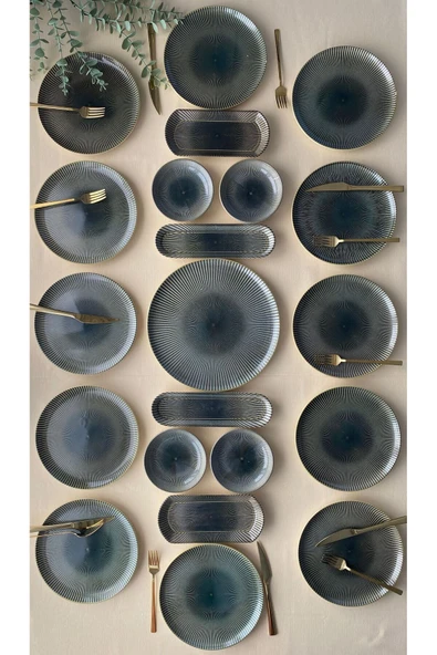 QUEEN  Green Gold 12 Kişilik 21 Parça Kahvaltı Takımı