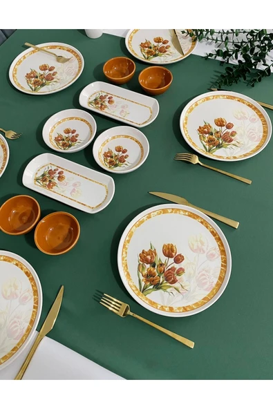 QUEEN  Vintage Lale 6 Kişilik 14 Parça Kahvaltı Takımı - 2