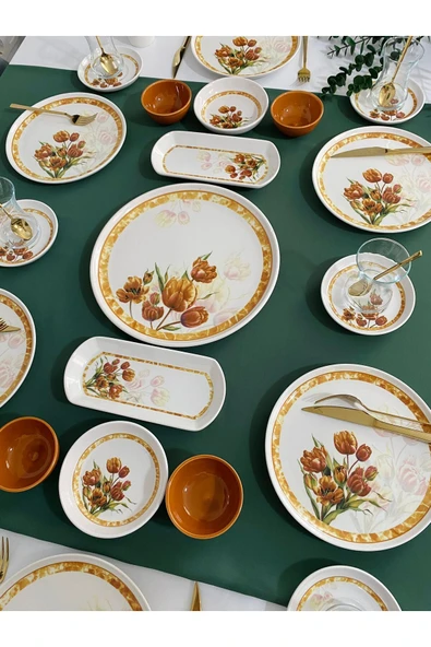 QUEEN  Vintage Lale 6 Kişilik 14 Parça Kahvaltı Takımı - 3