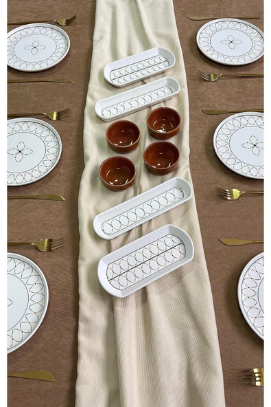 QUEEN  Gold Ellipse Model 6 Kişilik 14 Parça Kahvaltı Takımı - 2