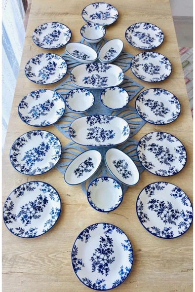 QUEEN  Jasmine Pattern 12 Kişilik 22 Parça Kahvaltı Takımı