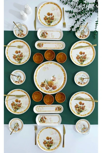 QUEEN  Vintage Lale 6 Kişilik 23 Parça Kahvaltı Takımı ürün görseli 1