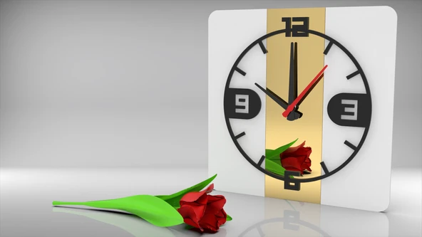 Dekoratif Aynalı Duvar Saati - Altın-Beyaz - 2